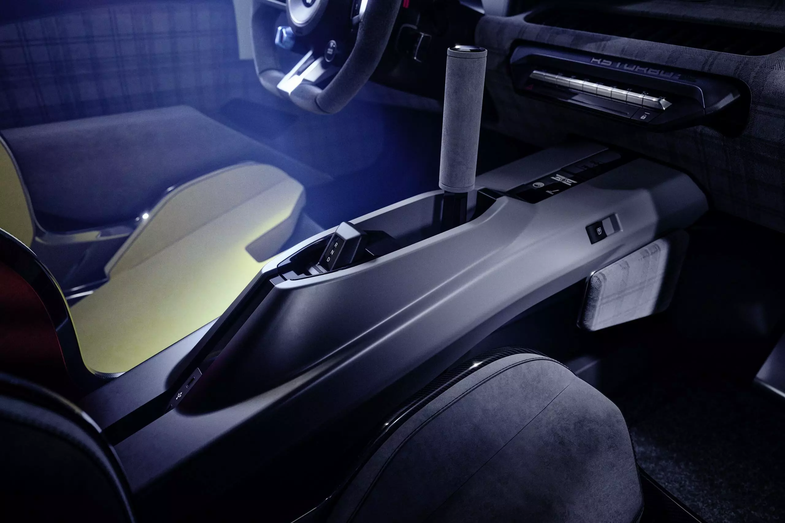 frână de mână centrală, pentru derapaje controlate - Renault 5 Turbo 3E